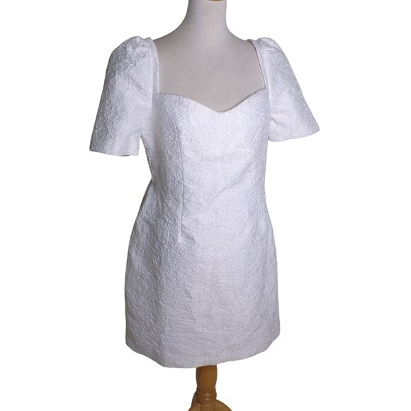 🆕ELLIATT Feminise Mini Dress Textured Puff Sleeve White Small 4 - Picture 7 of 13